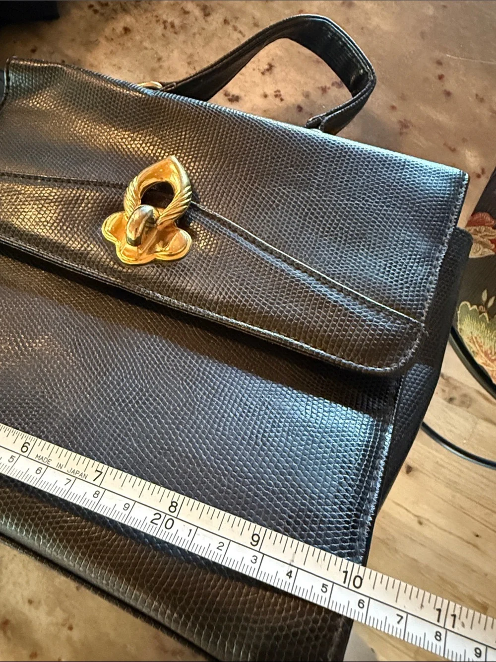 Vintage Evan Picone Black Top-Handle Women's Leather Satchel with Gold Hardware